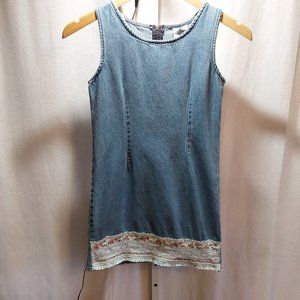 California Concepts Vintage  Blue Jean Dress with Lace Girl's Size 10